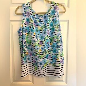 Talbots L floral & striped tank top EUC